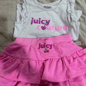 Juicy Couture - Girls size 6x - 2-piece outfit - gray top and pink ruffle skirt